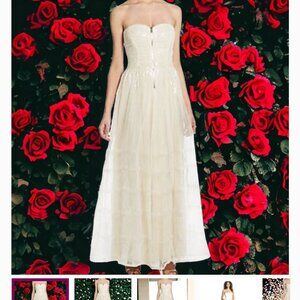 NWT Betsey Johnson Lined Zip Front Ruched Sequin Wedding Formal Prom Dress Sz 14